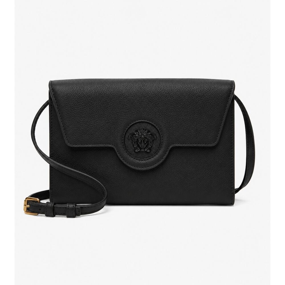 Versace Brown Leather Medusa Crossbody Bag